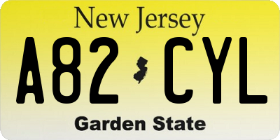 NJ license plate A82CYL