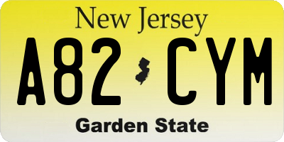 NJ license plate A82CYM