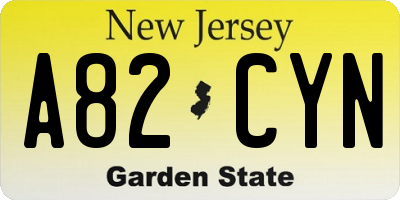 NJ license plate A82CYN