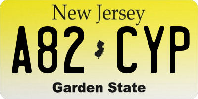 NJ license plate A82CYP