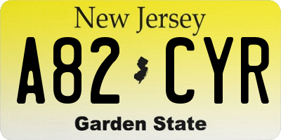 NJ license plate A82CYR