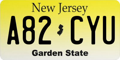NJ license plate A82CYU