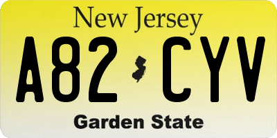 NJ license plate A82CYV