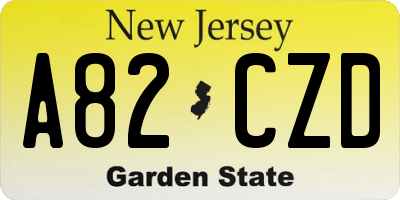 NJ license plate A82CZD