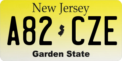NJ license plate A82CZE