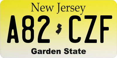 NJ license plate A82CZF