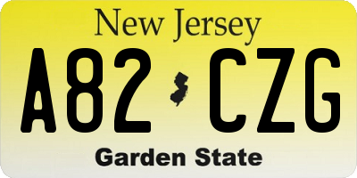 NJ license plate A82CZG