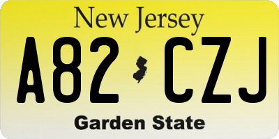 NJ license plate A82CZJ
