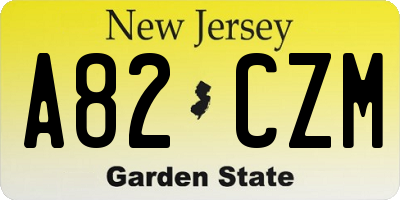 NJ license plate A82CZM
