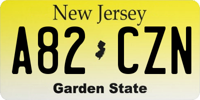 NJ license plate A82CZN