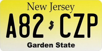 NJ license plate A82CZP