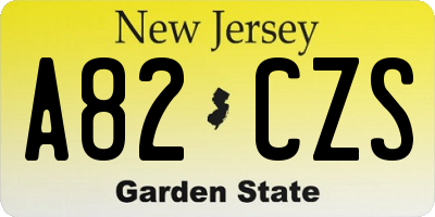 NJ license plate A82CZS