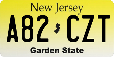 NJ license plate A82CZT
