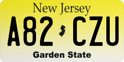 NJ license plate A82CZU