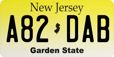 NJ license plate A82DAB