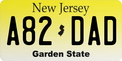 NJ license plate A82DAD