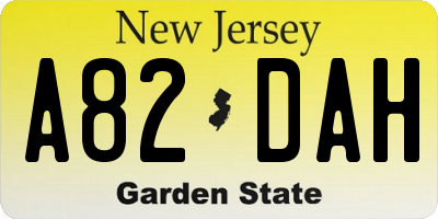 NJ license plate A82DAH