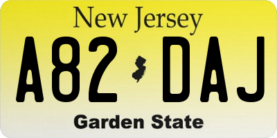 NJ license plate A82DAJ