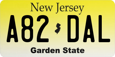 NJ license plate A82DAL