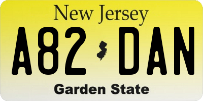 NJ license plate A82DAN