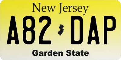 NJ license plate A82DAP