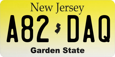 NJ license plate A82DAQ