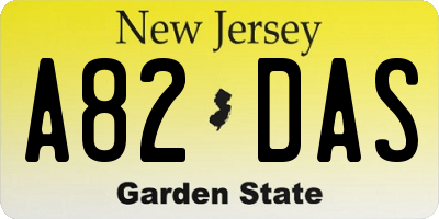 NJ license plate A82DAS