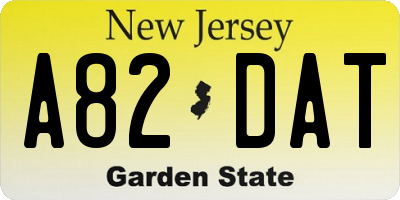 NJ license plate A82DAT