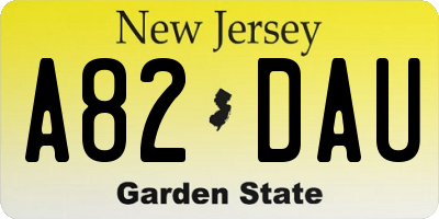 NJ license plate A82DAU