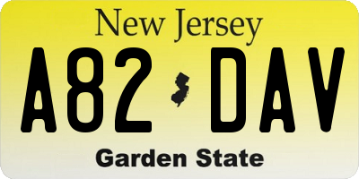 NJ license plate A82DAV