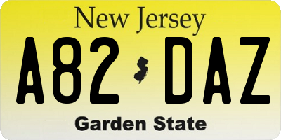 NJ license plate A82DAZ