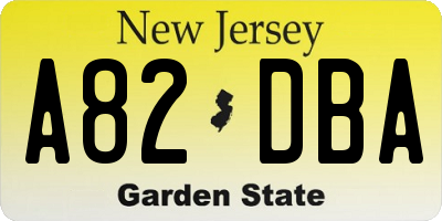 NJ license plate A82DBA