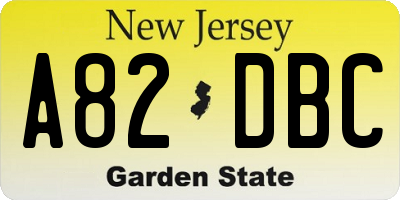 NJ license plate A82DBC