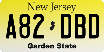 NJ license plate A82DBD
