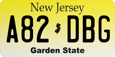 NJ license plate A82DBG