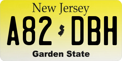 NJ license plate A82DBH