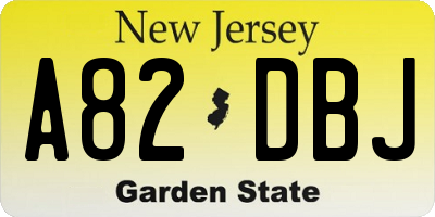 NJ license plate A82DBJ