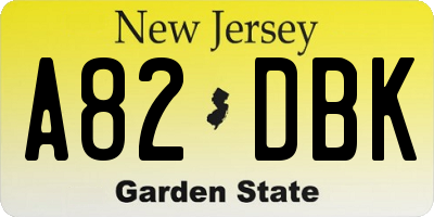 NJ license plate A82DBK
