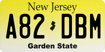 NJ license plate A82DBM