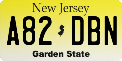 NJ license plate A82DBN