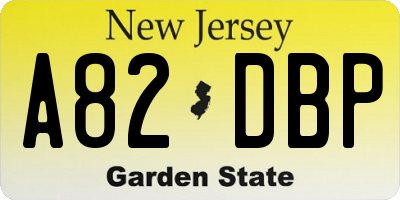 NJ license plate A82DBP