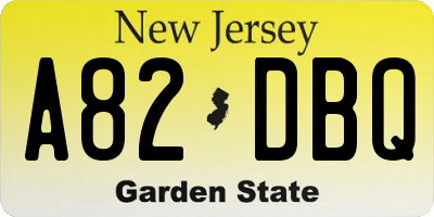 NJ license plate A82DBQ