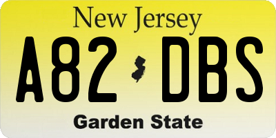 NJ license plate A82DBS