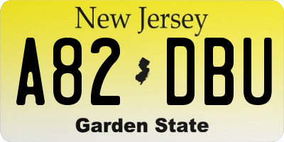 NJ license plate A82DBU