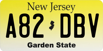 NJ license plate A82DBV