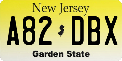 NJ license plate A82DBX