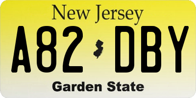 NJ license plate A82DBY