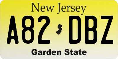 NJ license plate A82DBZ