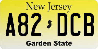 NJ license plate A82DCB