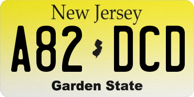 NJ license plate A82DCD